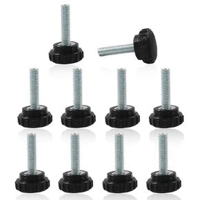 10Pcs M6 x 25 mm Thread Knurled Thumb Screws, Galvanized Iron M6 Knurled Thumbscrews, Screw On Type Clamping Knob Grip Black, Clamping Screws Grip Knobs