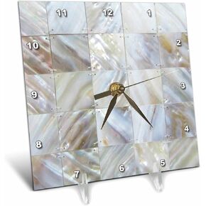 3dRose dc_50911_1 Picturing Mother of Pearl Desk Clock, 6 by 6"