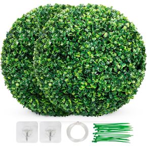 MYOYAY 2Pcs 8 Layers 9" Artificial Boxwood Topiary Ball Artificial Plants Decorative Plants Realistic Round Artificial Plant Topiary Ball for Indoor Outdoor Wedding Home Patios Décor