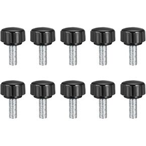 uxcell M5 x 16mm Metric Male Thread Knurled Clamping Knobs Grip Thumb Screw on Type Hand Clamping Handle Bolt with Plastic Knobs Black 10 Pcs