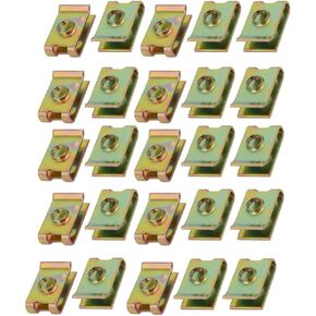 uxcell 25pcs Spring Steel Speed Fastener U Nut Brass Tone for M5 Screw Bolt