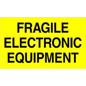 Tape Logic TLDL2441 Labels, Fragile Electronic Equipment", 3" x 5", Fluorescent Yellow, 1 Roll of 500 Labels