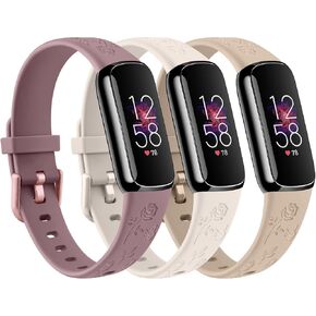 3 قطع من الأساور المنقوشة على شكل فراشة وردية لسوار Fitbit Luxe للنساء، سوار ناعم وأنيق بنمط الأزهار متوافق مع أحزمة ساعة Fitbit Luxe