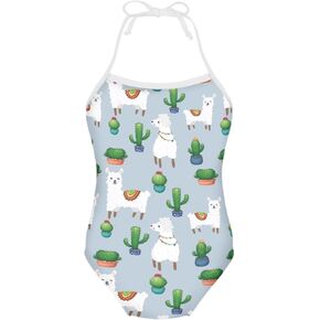 One Piece Swimsuit for Girls Beach Bathing Suit Halter Straps Sports Swimwear for 1-10 Year Toddler Kids