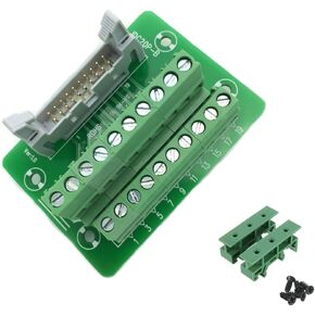 IDC20 2x10 Pins Male Header Breakout Board Terminal Block Connector with Simple DIN Rail Mounting feet