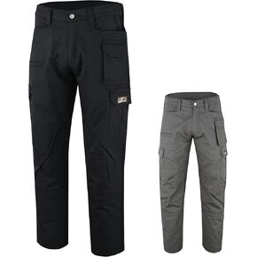 Mens Tactical Pants Elasticated Waist Lightweight Work Pants for Men Construction Boot Cut Relaxed Fit Cargo Pants