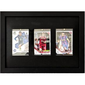 Photo Frame,Baseball Display Card Box,Sports Trading Card Display Stand,Star Card Display Box,3 Standard Trading Cards Display Card Box,Made of Solid Wood,Covered HD Glass Doors,with UV Protective,