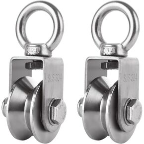 certbuy 2 حزمة كابل الثقيلة بكرة واحدة كتلة عجلة، 304 الفولاذ المقاوم للصدأ كتلة بكرة صامتة لحبل الأسلاك مع محامل الكرات، نظام بكرة DIY لتجريب معدات الصالة الرياضية، ونش، ورفع in Kuwait