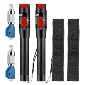 2 Pack Visual Fault Locator 50MW Fiber Tester VFL Tester Kit Including Fiber Optic Cable Tester with Single Mode 9/125um FC Male to LC Female Adapter(Red)