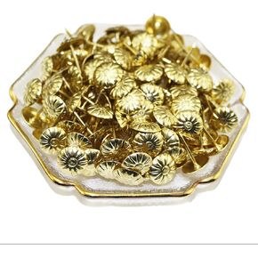200 Pcs Upholstery Tacks Nails, Furniture Nails for Sofa,Crafts,Decorative Painting, 7/16" Head Diameter (Antique Brass Daisy) (Silver)