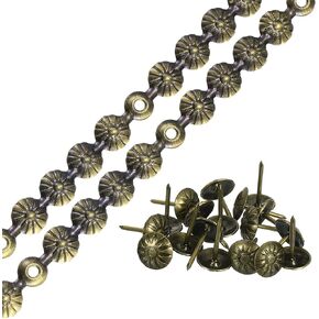 uxcell 2Pcs Upholstery Tacks Strips, 1Meter Flower Decorative Nail Trims for Sofa Headboard Chair Furniture with Upholstery Nails (11mm Bronze)