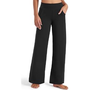 Buauty Wide Leg Yoga Pants for Women, Flowy Sweatpants Dressy Casual Black Trousers Trendy, Women Dress Workout Leggings