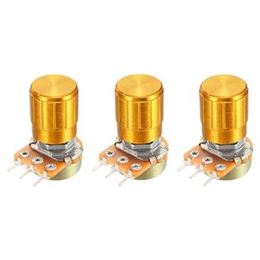 uxcell 3 Pcs 10K Ohm Variable Resistors Single Turn Rotary Carbon Film Taper Potentiometer with Knob