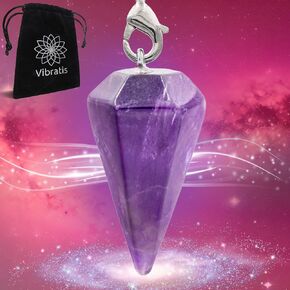 Vibratis Amethyst Dowsing Pendulum - Crystal Amethyst Pendulum for Serenity, Focus and Creativity