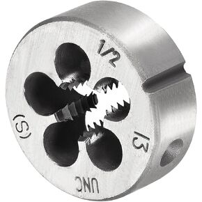 Round Threading Dies, 1/2-13 UNC Thread, 9SiCr Alloy Tool Steel Screw Milling Tools - (Applications: for Machine Thread Repair), 1-Piece