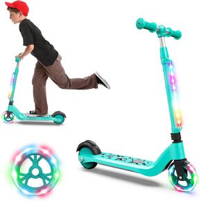 SISIGAD Electric Scooter for Kids Ages 6-12, LED Light-Up Deck, Kids Scooters with 3 Adjustment Levels Handlebar to 36 Inches High,5.3" Wheel UL Certificated Kick Scooter