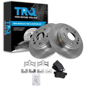 TRQ Rear Metallic Brake Pad & Rotor Kit Compatible with Trailblazer Envoy Bravada