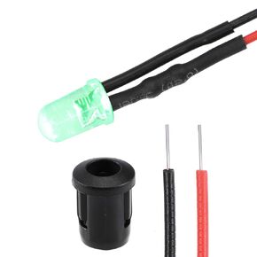 uxcell 20Set DC 12V 5mm Pre Wired LED with Holder, Emerald Green Light Round Top Clear Lens, 8mm Panel Mount