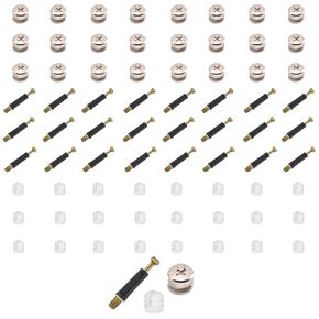 25 Sets 3-in-1 Furniture Connecting Kit Cam Lock Fasteners Cam Lock Screws Furniture Connecting Fittings with Dowel Nuts and Cam Screws Bolt Fittings Pre-Inserted Nut