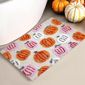Cute Pumpkins Bathroom Rugs Non Slip Washable, Boho Fall Autumn Bath Mat Rug Shaggy Absorbent, 2x3 Rustic Farmhouse Country Fall Area Rugs for Bathroom Kitchen Entryway Fall Aesthetic Decor
