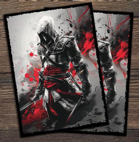 Assassin Black/Red Splatter Card Game Sleeves - 100 Pack - Compatible with MTG and Other TCGs - Perfect for MTG Assassin Decks in Saudi Arabia