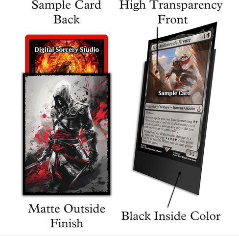 Assassin Black/Red Splatter Card Game Sleeves - 100 Pack - Compatible with MTG and Other TCGs - Perfect for MTG Assassin Decks in Saudi Arabia