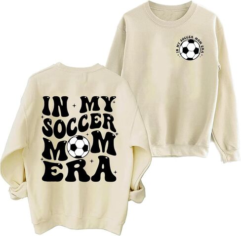 Soccer Mom Sweatshirt Women Funny In My Soccer Mom Era Graphic Shirts Fall Football Mama Long Sleeves Tops in Saudi Arabia