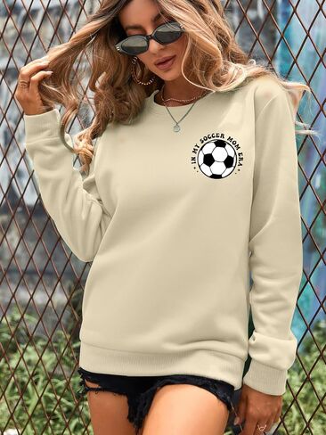 Soccer Mom Sweatshirt Women Funny In My Soccer Mom Era Graphic Shirts Fall Football Mama Long Sleeves Tops in Saudi Arabia