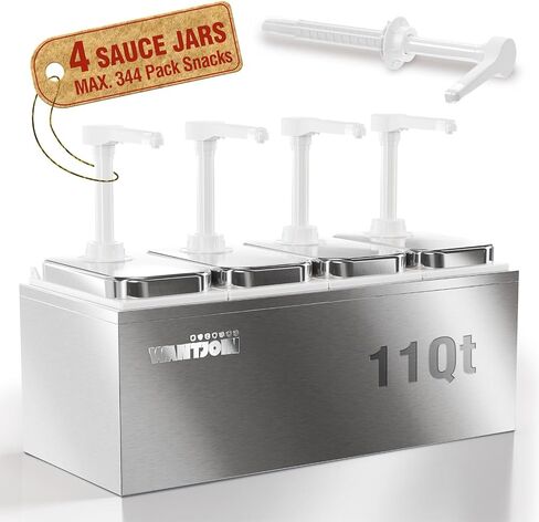 Sauce Dispenser with 4 of 2.75 Quart/2.6 L Jars Stainless Steel Condiment Pump Station Commercial Ketchup Dispenser Pump Sauce Containers for Restaurant Salad Dressing Syrup Jam Salsa Sauce in Saudi Arabia