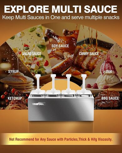Sauce Dispenser with 4 of 2.75 Quart/2.6 L Jars Stainless Steel Condiment Pump Station Commercial Ketchup Dispenser Pump Sauce Containers for Restaurant Salad Dressing Syrup Jam Salsa Sauce in Saudi Arabia