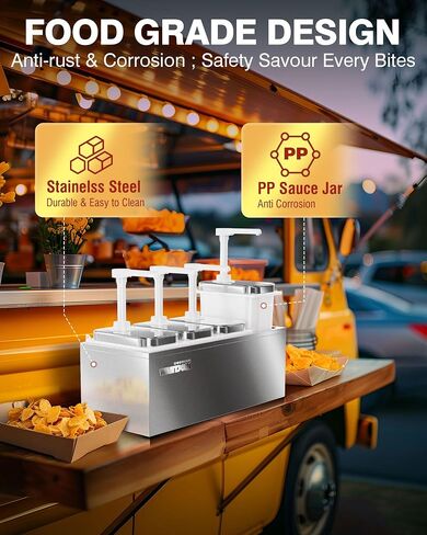 Sauce Dispenser with 4 of 2.75 Quart/2.6 L Jars Stainless Steel Condiment Pump Station Commercial Ketchup Dispenser Pump Sauce Containers for Restaurant Salad Dressing Syrup Jam Salsa Sauce in Saudi Arabia