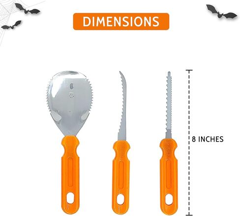 مجموعة حفلات نحت اليقطين للهالوين - 8 قطع سكاكين ومجارف وأوراق استنسل DIY ودلاء أمعاء وغطاء طاولة - مجموعة نحت اليقطين شديدة التحمل لتزيين أبواب الهالوين - مصممة لـ 8 أشخاص in Kuwait