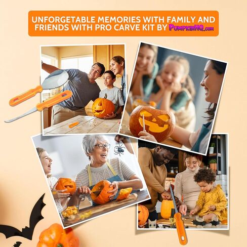 مجموعة حفلات نحت اليقطين للهالوين - 8 قطع سكاكين ومجارف وأوراق استنسل DIY ودلاء أمعاء وغطاء طاولة - مجموعة نحت اليقطين شديدة التحمل لتزيين أبواب الهالوين - مصممة لـ 8 أشخاص in Kuwait