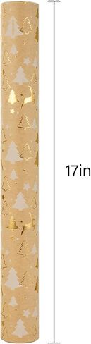Garbendy Mini Wrapping Paper Roll Embossing 3D White with Gold Foil Star Design for Christmas, Birthday, Wedding, Baby Shower, Bridal Shower, Party-17inch x 32.8ft in Saudi Arabia