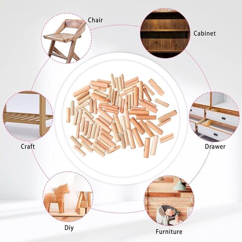 90 Pcs Dowel Pins Assorted Wooden Dowels Hard Wood Grooved Plugs Straight Groove Wooden Dowel Pins Small Wooden Dowels Assorted Sizes for Woodworking Furniture Door Art Crafts Projects 6mm 8mm 10mm in Saudi Arabia