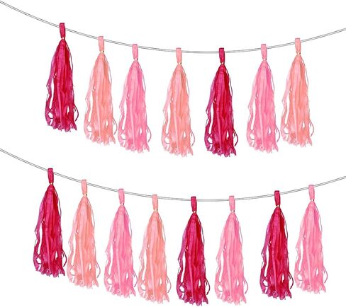 إكليل شرابات ورقية، 15 عبوة من لافتة شرابة ورقية معلقة لتزيين حفلات الزفاف وحفلات الزفاف وحفلات الزفاف (وردي) in Kuwait