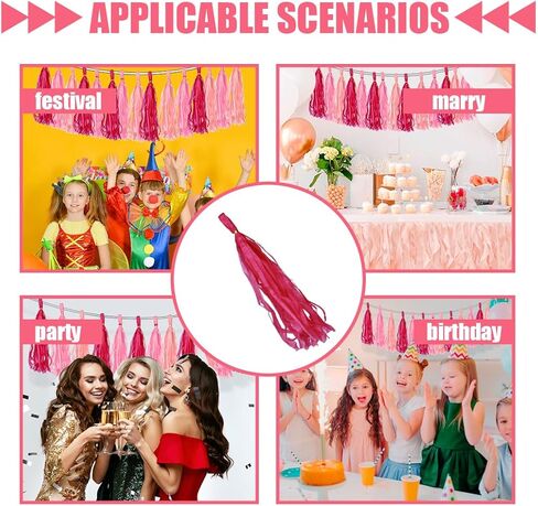 إكليل شرابات ورقية، 15 عبوة من لافتة شرابة ورقية معلقة لتزيين حفلات الزفاف وحفلات الزفاف وحفلات الزفاف (وردي) in Kuwait