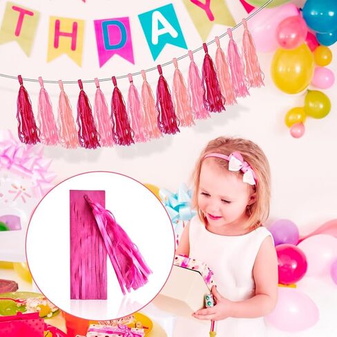 إكليل شرابات ورقية، 15 عبوة من لافتة شرابة ورقية معلقة لتزيين حفلات الزفاف وحفلات الزفاف وحفلات الزفاف (وردي) in Kuwait