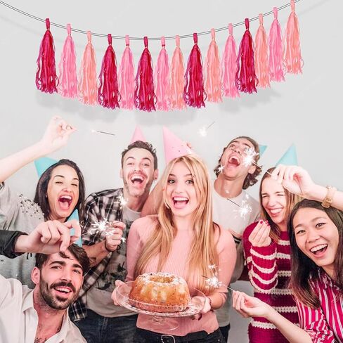 إكليل شرابات ورقية، 15 عبوة من لافتة شرابة ورقية معلقة لتزيين حفلات الزفاف وحفلات الزفاف وحفلات الزفاف (وردي) in Kuwait