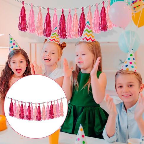 إكليل شرابات ورقية، 15 عبوة من لافتة شرابة ورقية معلقة لتزيين حفلات الزفاف وحفلات الزفاف وحفلات الزفاف (وردي) in Kuwait