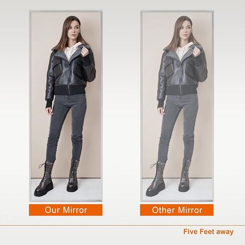 مرآة كاملة الطول من PexFix مقاس 64 بوصة × 22 بوصة بطول كامل مع حامل مرآة لكامل الجسم لديكور المنزل، فضي in Kuwait