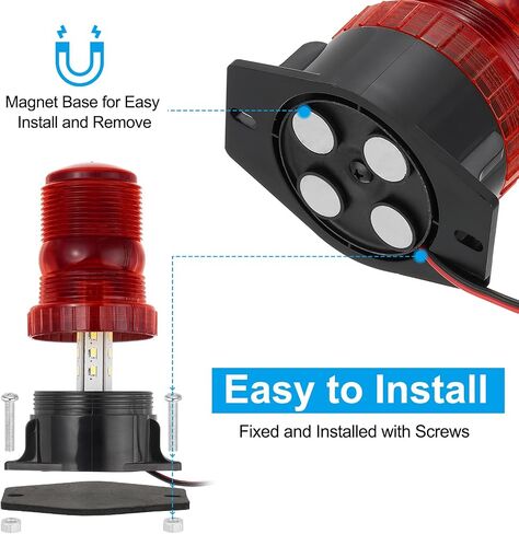 PATIKIL LED Strobe Warning Lights, 2Pcs 10V-80V Leds Flashing Lamps with Magnetic Base for Truck Tractor Vehicle Roof Forklift Golf Cart Mower UTV Car, Blue in Saudi Arabia