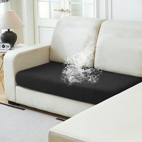 NAISI Waterproof Couch Cushion Covers Thick Velvet Fabric Washable Sofa Slipcovers Sectional Couch Covers for 3 Pieces Separate L Shape Couch Cover with Elastic Bottom(2 Seater + 1 Chaise,Grey) in Kuwait