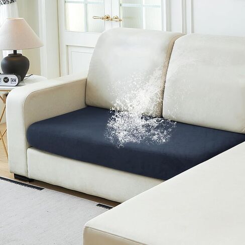 NAISI Waterproof Couch Cushion Covers Thick Velvet Fabric Washable Sofa Slipcovers Sectional Couch Covers for 3 Pieces Separate L Shape Couch Cover with Elastic Bottom(2 Seater + 1 Chaise,Grey) in Kuwait