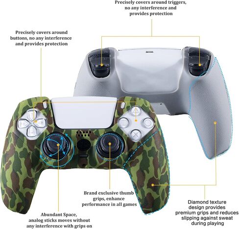 2 Pieces of Texture Printing ps5 accessories controller skin case cover Graffiti & PaintS with Pro Thumb Grips x 8 in Saudi Arabia