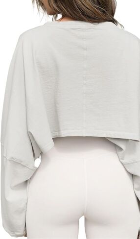 Remidoo Women's Casual Long Sleeve Cropped Sweatshirt Crewneck Pullover Shirt in Saudi Arabia