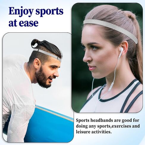 4 PCS Thin Non-slip Elastic Sport Headbands, Hair Bands with Skinny Athletic Exercise Hair Bands Running Sweat Band Hair Bands with Non Slip Silicone Grip Exercise Hair Sweatband for Yoga Soccer Footb in Saudi Arabia