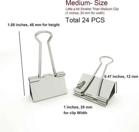 Silver Binder Clips Large (Jumbo) of 2 inch ( 50 mm ) Colored Paper Clamp Assorted Size Assortment (Office or School Metal Fold Back Clip Metal Clips.) (2 in /50 mm)(Silver, 12 - Count) in Saudi Arabia