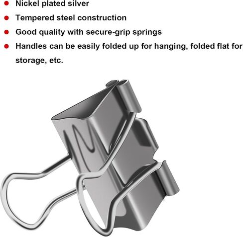 Silver Binder Clips Large (Jumbo) of 2 inch ( 50 mm ) Colored Paper Clamp Assorted Size Assortment (Office or School Metal Fold Back Clip Metal Clips.) (2 in /50 mm)(Silver, 12 - Count) in Saudi Arabia
