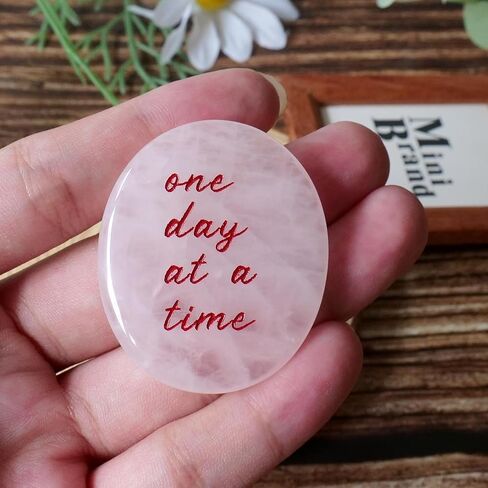 Rose Quartz Healing Crystals - Natural Polished Rocks for Anxiety Relief, Positive Energy, Spiritual Decor, Lucky Charm, Smooth Worry Stones for Spiritual Healing - Faith Can Move Mountains in Saudi Arabia